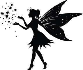 Fairy Blowing Sparkles Silhouette