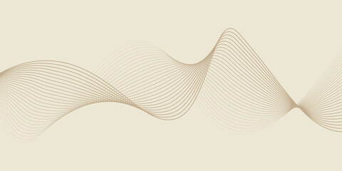 Fototapeta premium Abstract background with lines and waves. Web banner size. Element for design. Vector background for brochure, booklet, flyer, poster. Brown and beige gradient. Coffee, cafe
