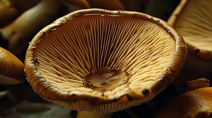 Closeup of Golden Mushroom Gills Nature