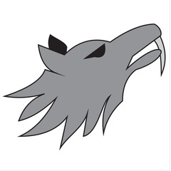 Vector gray wolf head With Pointed teeth