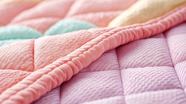 Soft pastel quilt texture detail.