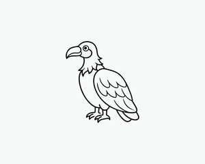 Vulture Coloring Page Bird Line Drawing for Educational Coloring