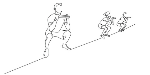 continuous line group of fitness centers.single line drawing of activities in fitness center,health training.single line vector illustration.