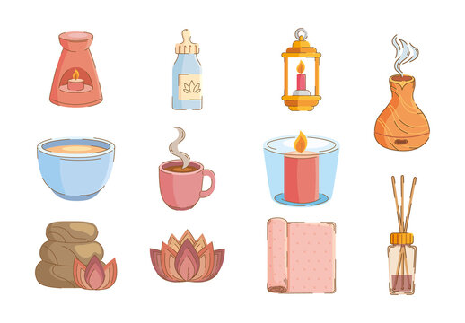 Colorful Calm Spa Relaxation Essentials Illustration Design