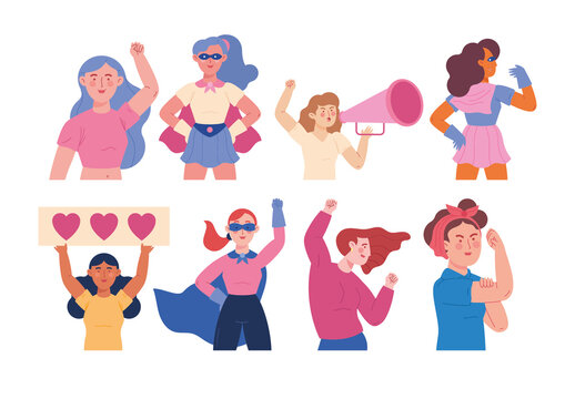 Colorful Empowerment Women Character Illustration Design
