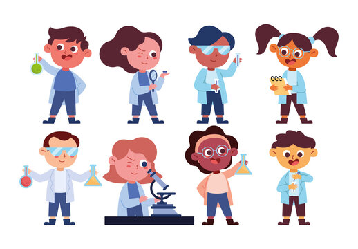 Fun And Creative Child Science Character Illustration Set