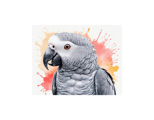 African Grey Parrot watercolor painting vector image

