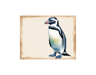 Fototapeta premium African Penguin watercolor painting vector image 