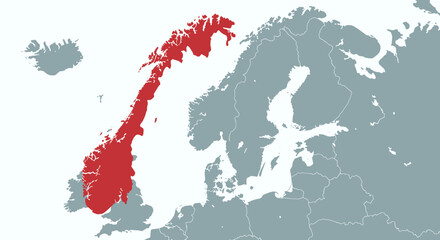 Political Map of Scandinavia with Norway Highlighted