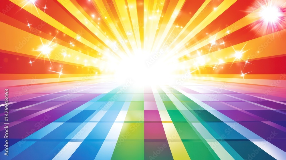Poster rainbow pathway explodes with light