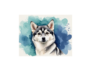 Alaskan Klee Kai watercolor painting vector image
