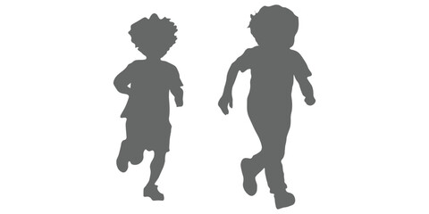 playing children silhouette icon set.