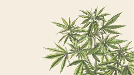 Naklejka premium Detailed Illustration of Cannabis Leaves on a Soft Neutral Background