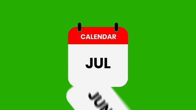 Animation calendar month on green background.