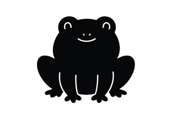 Obraz premium Cute frog silhouette. This image shows a black silhouette of a cute frog, also known as a playful amphibian outline, symbolizing fun and happiness. Vector clipart illustration design.