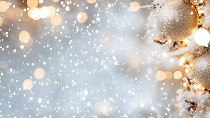 A Magical Winter Wonderland Filled with Glittering Ornaments and Softly Falling Snowflakes