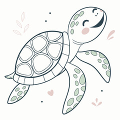 Adorable Minimal Turtle Character