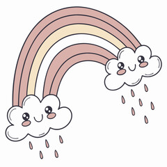 Cute Rainbow with Kawaii Faces