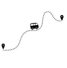 travel route doodle illustration