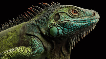 Fototapeta premium Iguana on Black Background