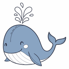 Minimalist Whale with Water Splash