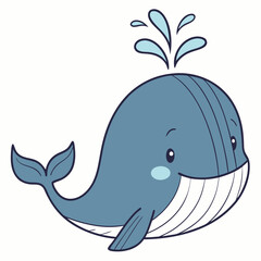 Minimalist Whale with Water Splash