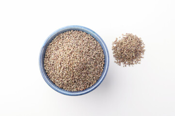Indian food or spice called Carom or Ajwain isolated on white Background 