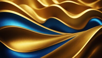 Obraz premium Abstract gold and blue waves elegant modern background design art