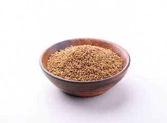 Indian Food Called Fenugreek Seeds or Sabut Methi Dana isolated on white background