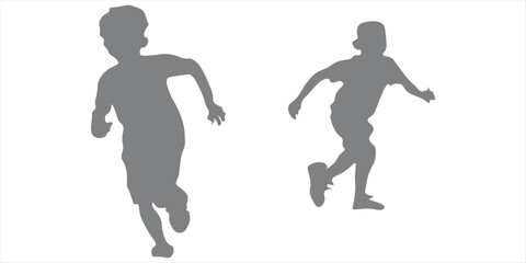 playing children silhouette icon set.