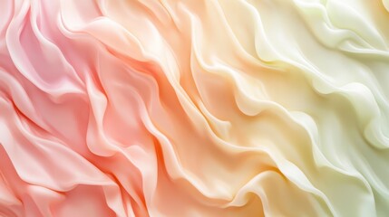 Obraz premium Abstract fluid pastel waves on melted plastic texture wrinkled silicone sheet background.