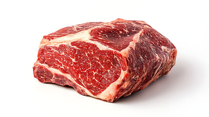 Fototapeta premium Raw Ribeye Steak Fresh Marbled Beef Cut On White Background Ready For Cooking Gourmet Meat Butcher Shop Quality Food