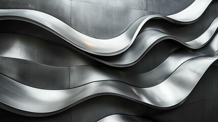 Abstract metallic waves dynamic gray scale architectural design texture