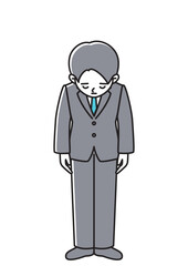 謝罪して頭を下げているビジネスマンの正面向きベクターイラスト