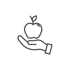 Apple in hand icons vector icon design. modern flat and line design