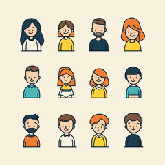 Set of Diverse Cartoon Profile Icons Featuring Various Characters