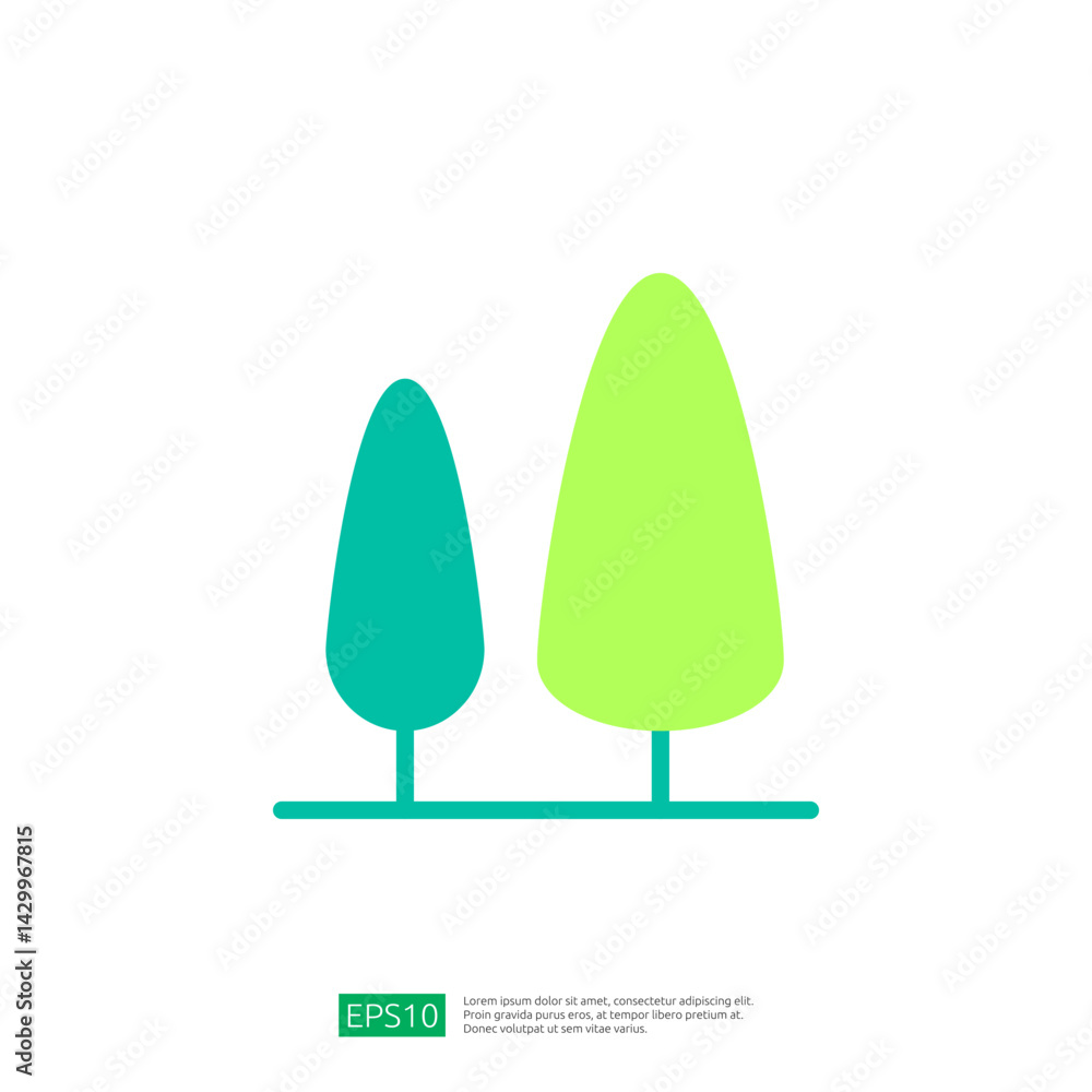 Aufkleber stylized icon of two different trees representing nature and growth in a simple graphic design