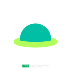 Simple Geometric Icon Illustrating Round Green Farm Field with Bright Lime Circle Base