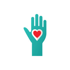 Obraz premium Raised Hand Holding Heart Icon on Transparent Background