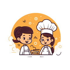 Two chefs smiling and working together in the kitchen, culinary teamwork, cooking joy