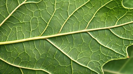 Obraz premium Closeup Green Leaf Texture Nature Detail Macro Photography