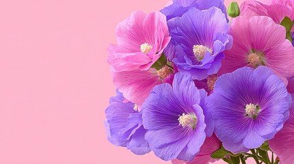 Obraz premium Pink and Purple Flower Bouquet on Pink Background