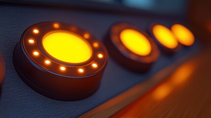 Close-up of glowing circular controls