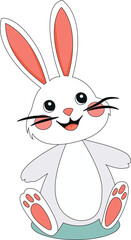 Cute Cartoon Bunny Mascot Sitting Rabbit Animal Vector