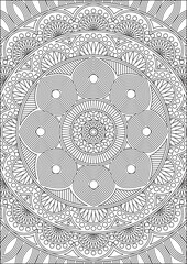 Mandala Coloring Page For Adult Outline Abstract Vector