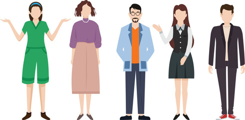 Obraz premium People Vector Collection 5 Different Occupations Illustration