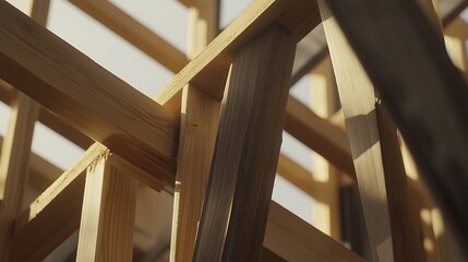 Fototapeta premium Wooden Framework of a Building Under Construction