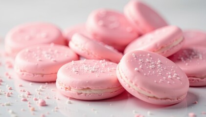 Obraz premium Pale pink cookies, pastel background, sweet messages , pink, background, flatlay