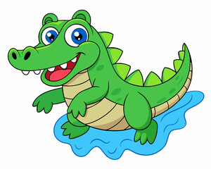 cartoon crocodile vector silhouette illustration isolated on white background