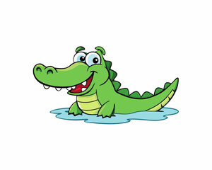 cartoon crocodile vector silhouette illustration isolated on white background